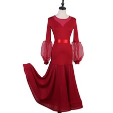 Latin Ballroom Dance Dress Modern Salsa Waltz Standard Long Dress F517 2 Colors