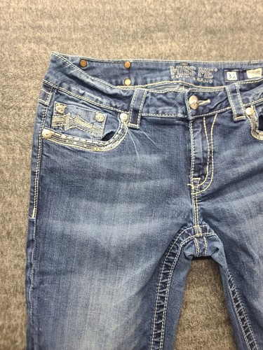 Miss Me Jeans Womens 31x30 Regular Fit Boot Cut Mid Rise Distressed Embellished - Picture 8 of 13