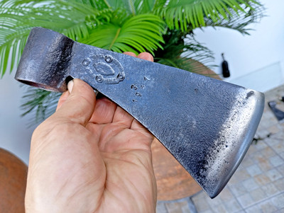 Vintage Large Axe Wrought Steel Blacksmith Marks Signed Both Sides Dated 1961