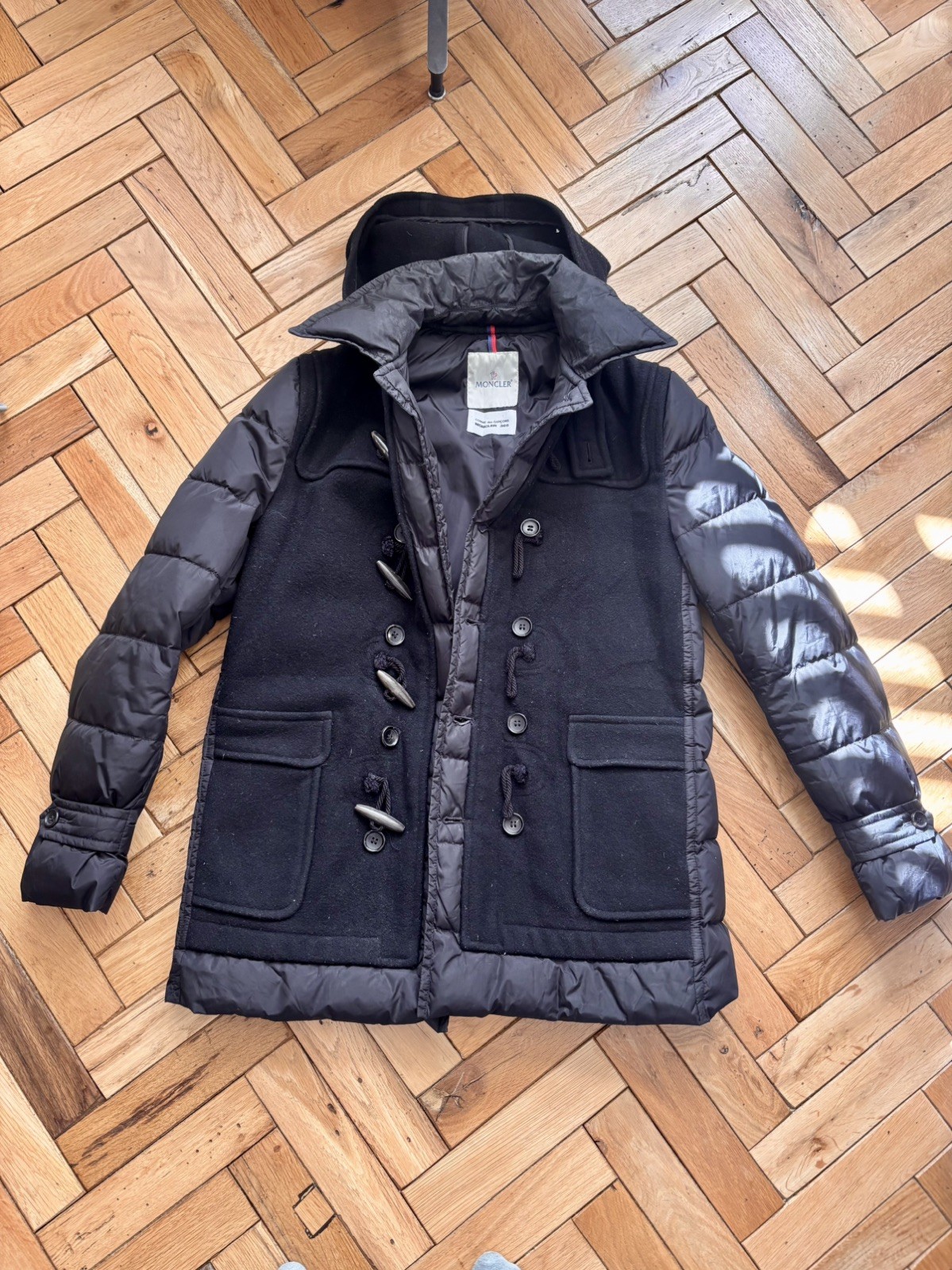 Comme des Garçons x Moncler ‘Moncler 365’ black hybrid wool duffle & down puffer