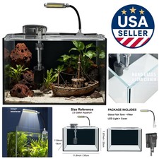 Complete 2.5 Gallon Desktop Aquarium Kit with Filter LED Light - Modern Decor
