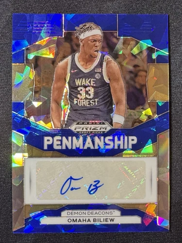 2024 Prizm Draft Picks OMAHA BILIEW Draft Picks Auto Blue Cracked Ice /75