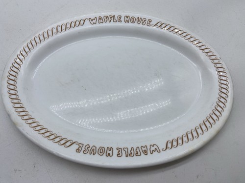 Vintage Waffle House Oval Platter Plate Arcopal France Milk Glass Spooky Scroll
