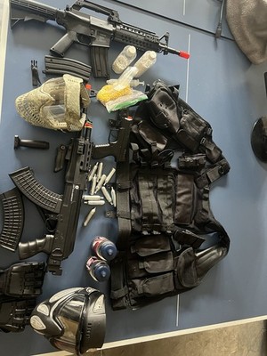 Airsoft Collection - 3 guns, vest, mask, and BBs