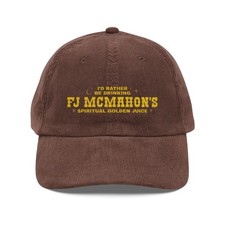 FJ McMahon Embroidered Dad Hat Vintage Corduroy Cap Spiritual Golden Juice