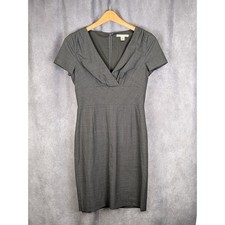 Banana Republic Womens Grey Stretch V-Neck Sheath Dress Size 0 Short Sleeve C405