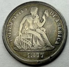 1877-CC Seated Liberty Dime Carson City Better Date Silver Coin Fine/VF