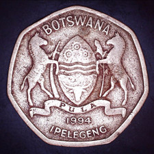 Vintage 1994 Botswana 2 Pula Nickel Brass Coin