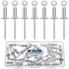 Edelstahl Blindnieten 6,4x12,7 mm mit Unterlegscheiben Gro&szlig;kopf Packung 35