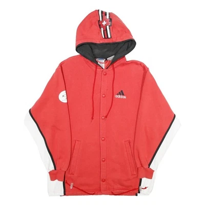 ADIDAS Hoodie Coton Mélangé Rouge Col Rond à Enfiler XS Casual Sport - Photo 1/4