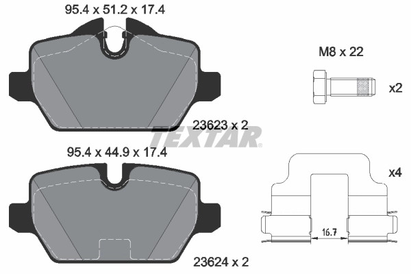Kit de plaquettes de frein Textar 2362303 pour disques de berline BMW Série 1 en céramique noire