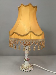 Vintage Tischlampe Italien Porzellan Keramik Rosen Rokoko 44 cm Made in Italy