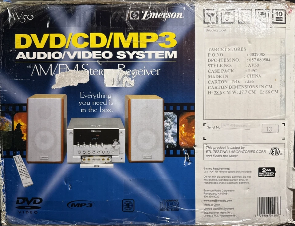 Emerson / AV50 / DVD/CD/MP3 Audio/Video System / New - Open Box - Image 4 of 4