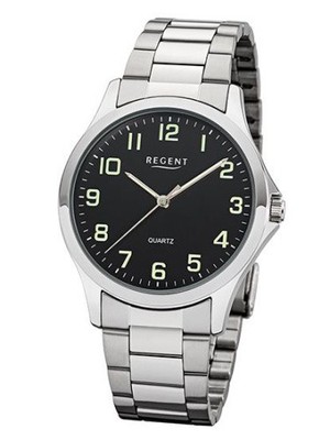 REGENT 1152411 Herrenuhr 39 mm Schwarz Silber Metall 5 BAR