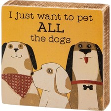 Primitives by Kathy Pet All The Dogs Block Sign Rustic Home Decor Tier Tray Cute