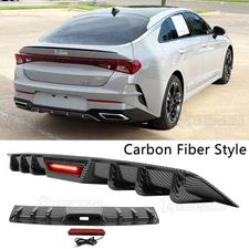 Carbon Fiber Rear Diffuser Bumper Spoiler Lip w/LED Lights For KIA K5 2025-2026