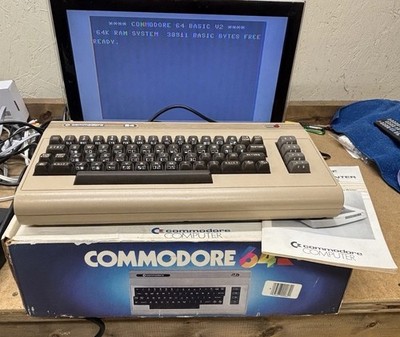 Commodore 64 Computer (Working) In Original Box W/ Power AV Cover Match Serial #