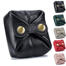 Genuine Leather Squeeze Coin Purse Compact Change Holder Mini Pocket Snap Wallet