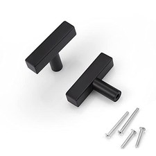 Pack 2" Black Drawer Knobs and Pulls, Matte Black Cabinet Knobs Single Hole 6
