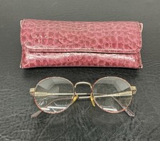 Vtg Christian De Roz Eyeglasses 49-20-140 w/Red Alligator Skin Looking Case