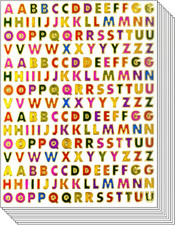 A to Z Little Stickers High 0.6cm - Colorful Alphabet Letters Self-Adhesive Glit
