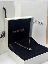 Pandora Blue Heart Necklace S925 Sterling Silver ALE