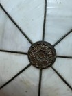 Vintage White Slag Glass Dome Ceiling Light Shade – Brass Filigree Trim — photo 6