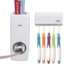 Toothpaste Dispenser and Toothbrush Holder Set, Wall Mounted Automatic Toothp...