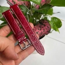 18mm/16mm Padded Red Genuine OSTRICH Leg LEATHER SKIN WATCH STRAP BAND