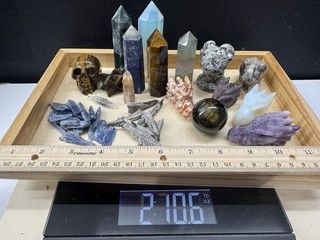 2lbs 10ozs CHINA LOT Crystal Skulls Towers Sphere Raw Crystals And More!!