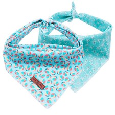 Summer Dog Bandanas 2 Pack, Blue Washable Dog Triangle Bibs Scarf Dog Kerchie...