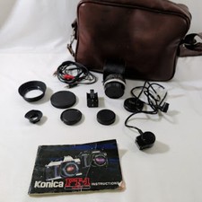 Vintage Konica Camera Accessory Lot FT-1 Manual Bag Filters Cable Release Lens