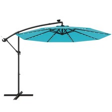 Parasol Déporté Solaire de 300 cm 40 Perles de Lampe Panneau Solaire Réglage de