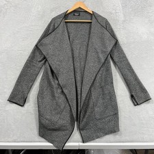 Zara Knit Womens Medium Cardigan Sweater Oversized Open Front Faux Leather