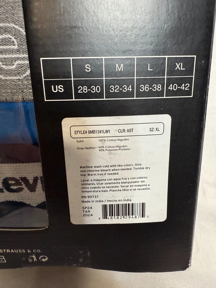 Levi's мужской многоцветный 100% хлопок комфорт боксера трусы нижнее белье упаковка из 8 - Изображение 4 из 4