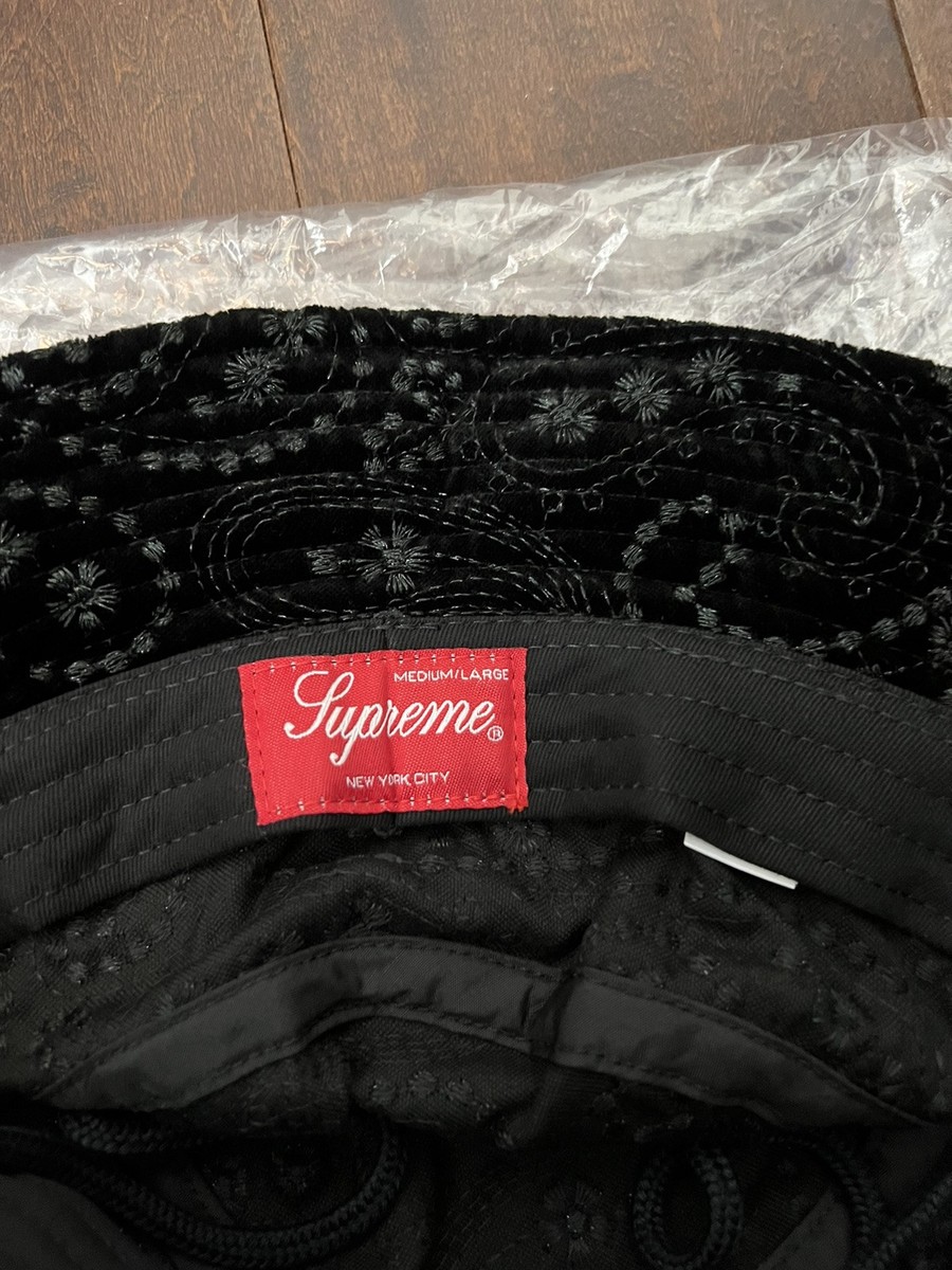 帽子 FW23 Supreme Velvet Paisley Boonie M/L Supreme FW23 Velvet Paisley Boonie Hat Cap Black Size M/L