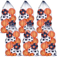 6 Pcs large Mesh Bag 24 x 48 inch Ball Mesh Drawstring Storage Sports Equipme...