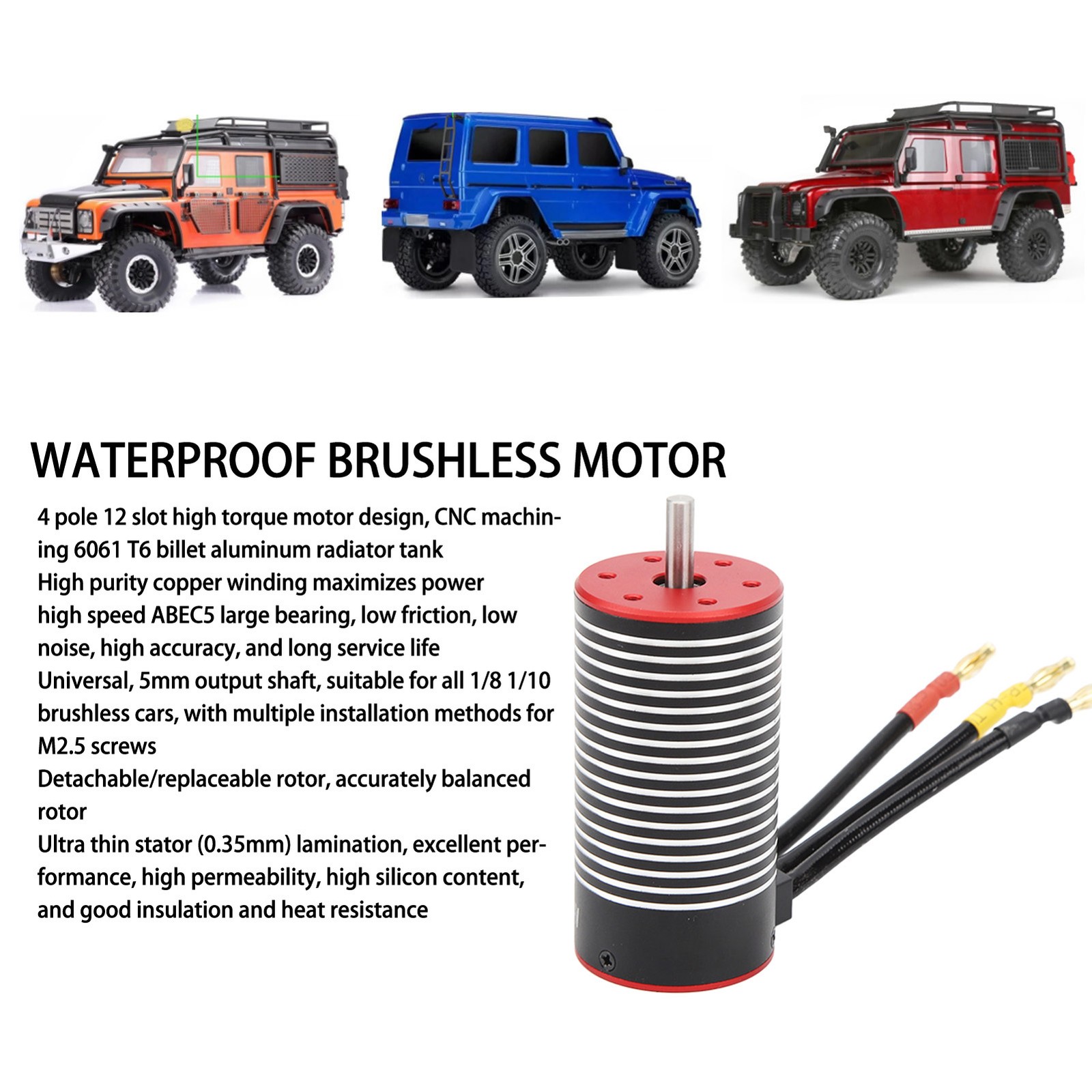 3670 Waterproof Brushless Motor For 1/8 1/10 RC Remote Control Car Upgrade Parts