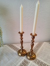 Antyczny mosiężny świecznik 1 para czerwonawa kolorystyka ok. 1800