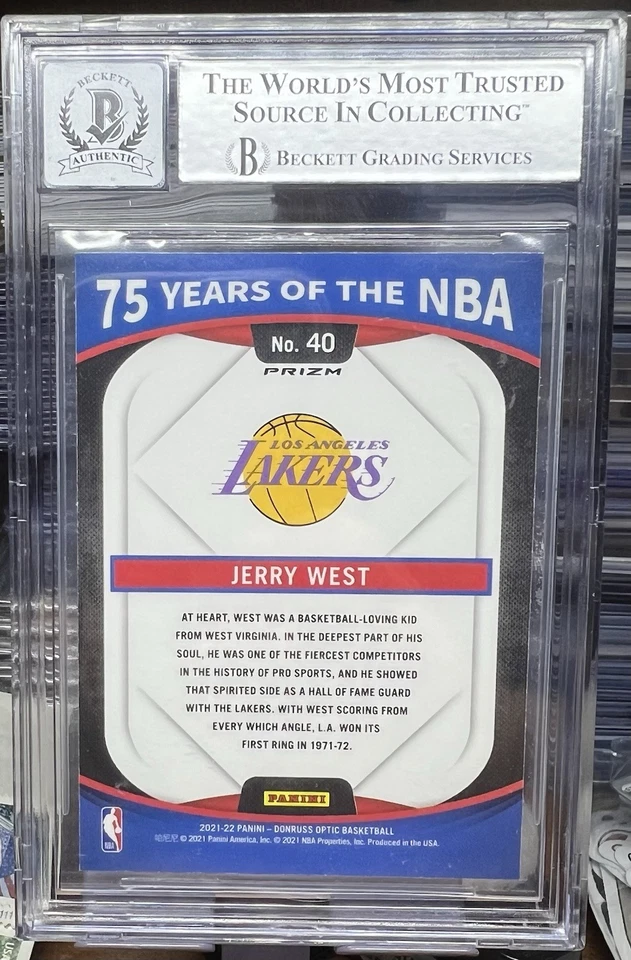 Jerry West Panini Optic Prizm Silver 2021-22  Beckett Authenticated Autograph - Image 2 of 2