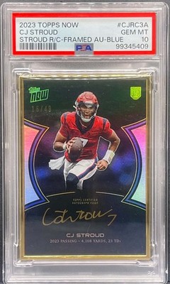2023 TOPPS NOW CJ STROUD CAMPAIGN FRAMED ROOKIE BLUE RC AUTO /49 PSA 10 GEM POP1
