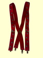 Vtg Christmas Suspenders Santa Red Elastic Stretch Metal Clips Adjust Buckles