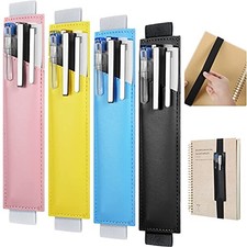4 Pieces Adjustable Pen Holder for Notebook Elastic Yellow, Blue, Pink, Black