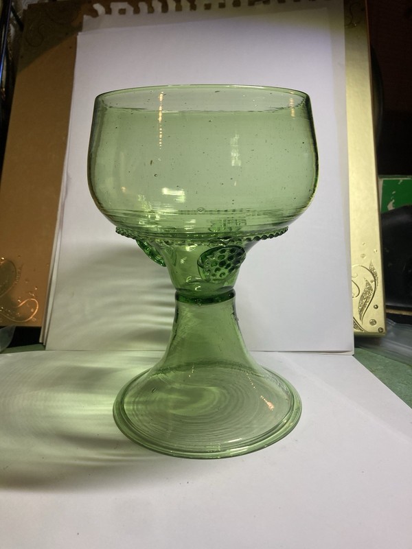 Antique German or Dutch Blown Green Glass Roemer