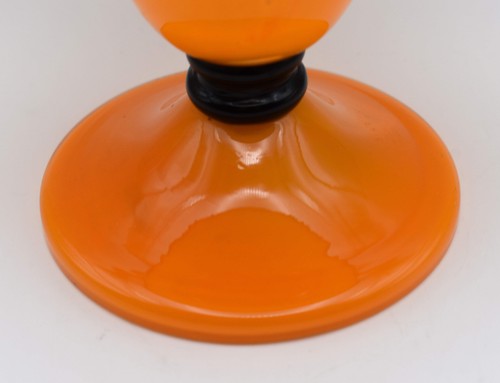 Michael Powolny Loetz Glass Vase, Orange and Yellow Cased Glass, Black Trim - Picture 3 of 15
