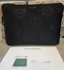 Kate Spade NY 13  Slim Sleeve Zip Laptop Computer Bag Case Black Floral Pattern