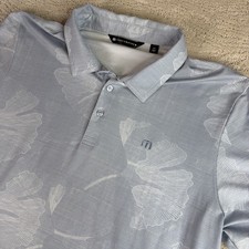 Men s Travis Mathew Size 2XL Short Sleeve Haiwaiian Polo Golf Shirt Blue