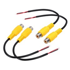4Pcs 6" Yellow RCA Female Plug Jack Connector Adapter to Bare Wire Open End
