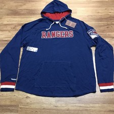 MENS 2XL - NEW Mitchell & Ness NHL New York Rangers Hockey Slub Hoodie Blue