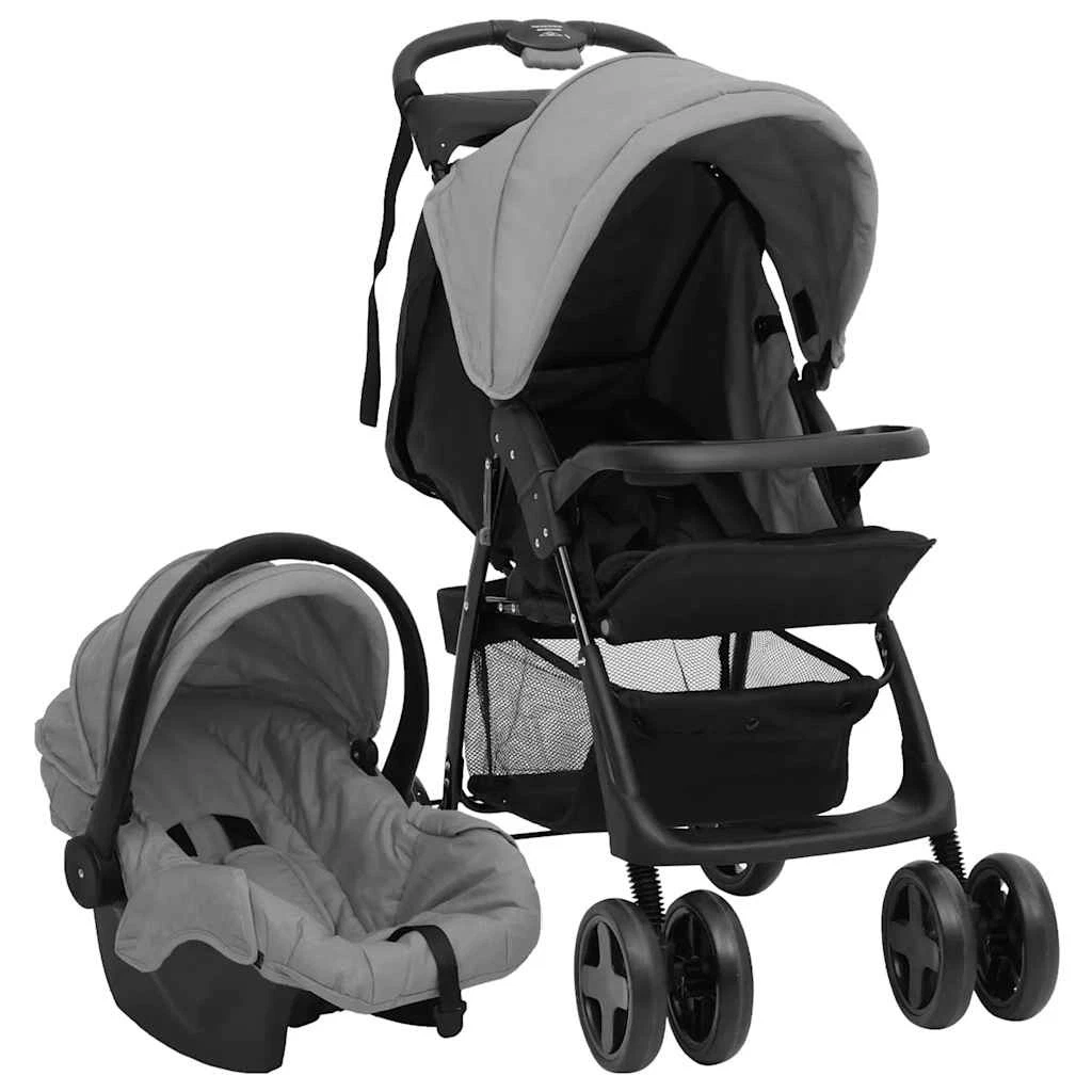 Pushchair 3-in-1 Steel Light Grey and Black